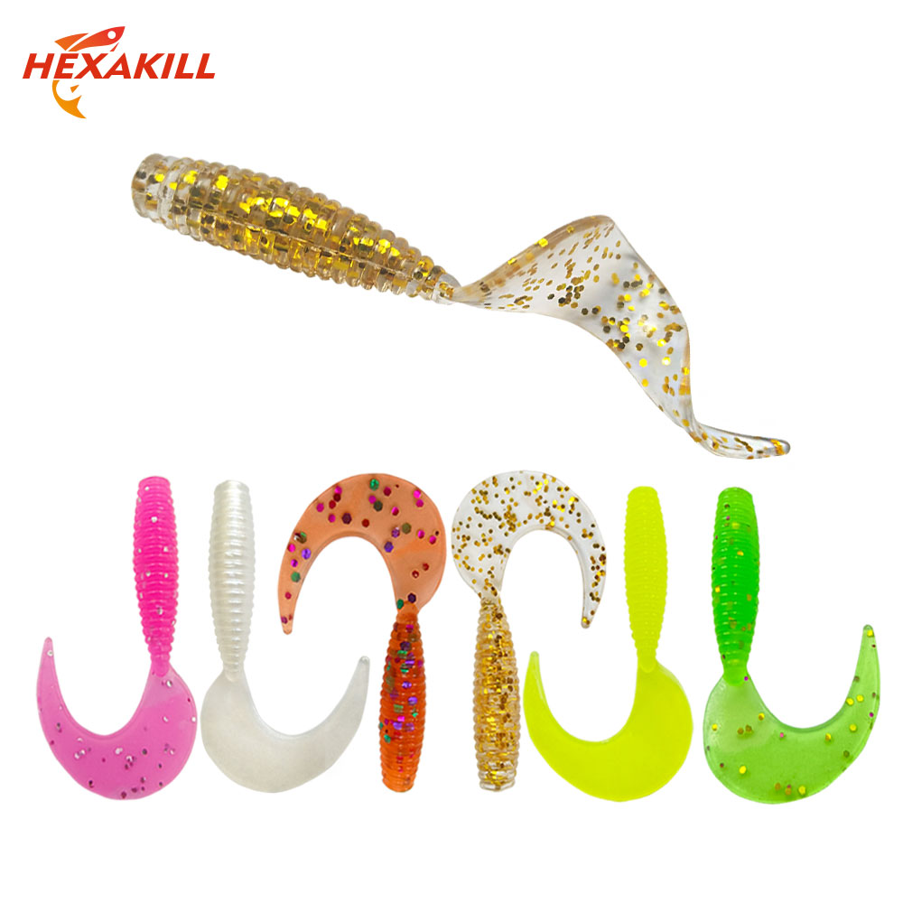 Fishing Equipment For Trout - 50Pcs Curved Tail Soft Lure 3.5cm