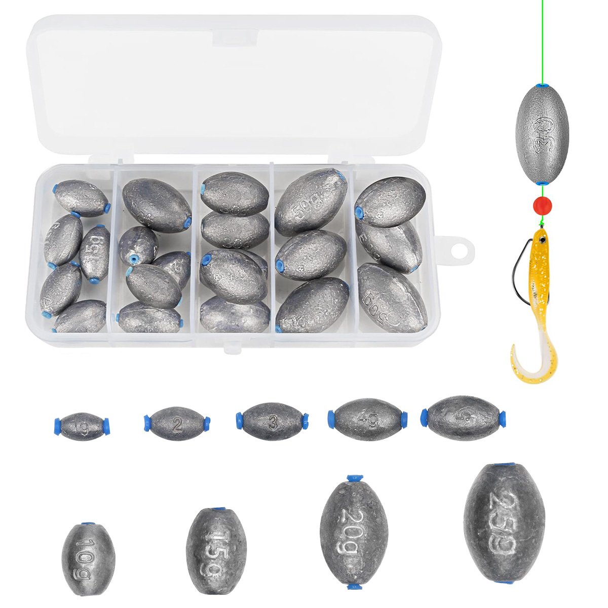 Fishing Equipment Set - Egg Fishing Sinkers Weights Assortment Lead