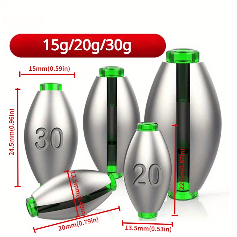 Fishing Equipment Set - 15/20/30G Olive Shape Lead Sinker Fishing