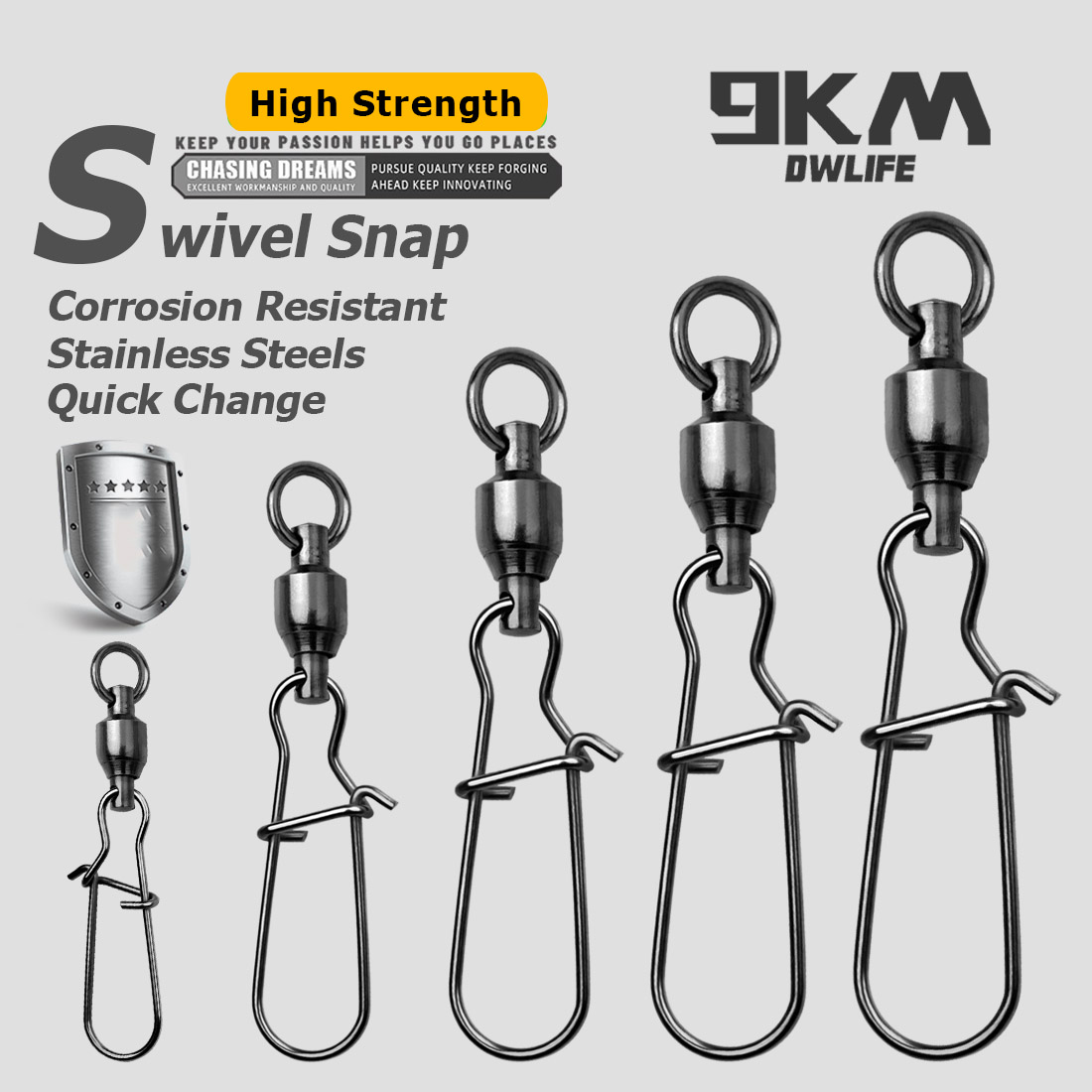 9KM 10PCS Ball Bearing Swivel  - Fishing Equipment Set 评论和价格