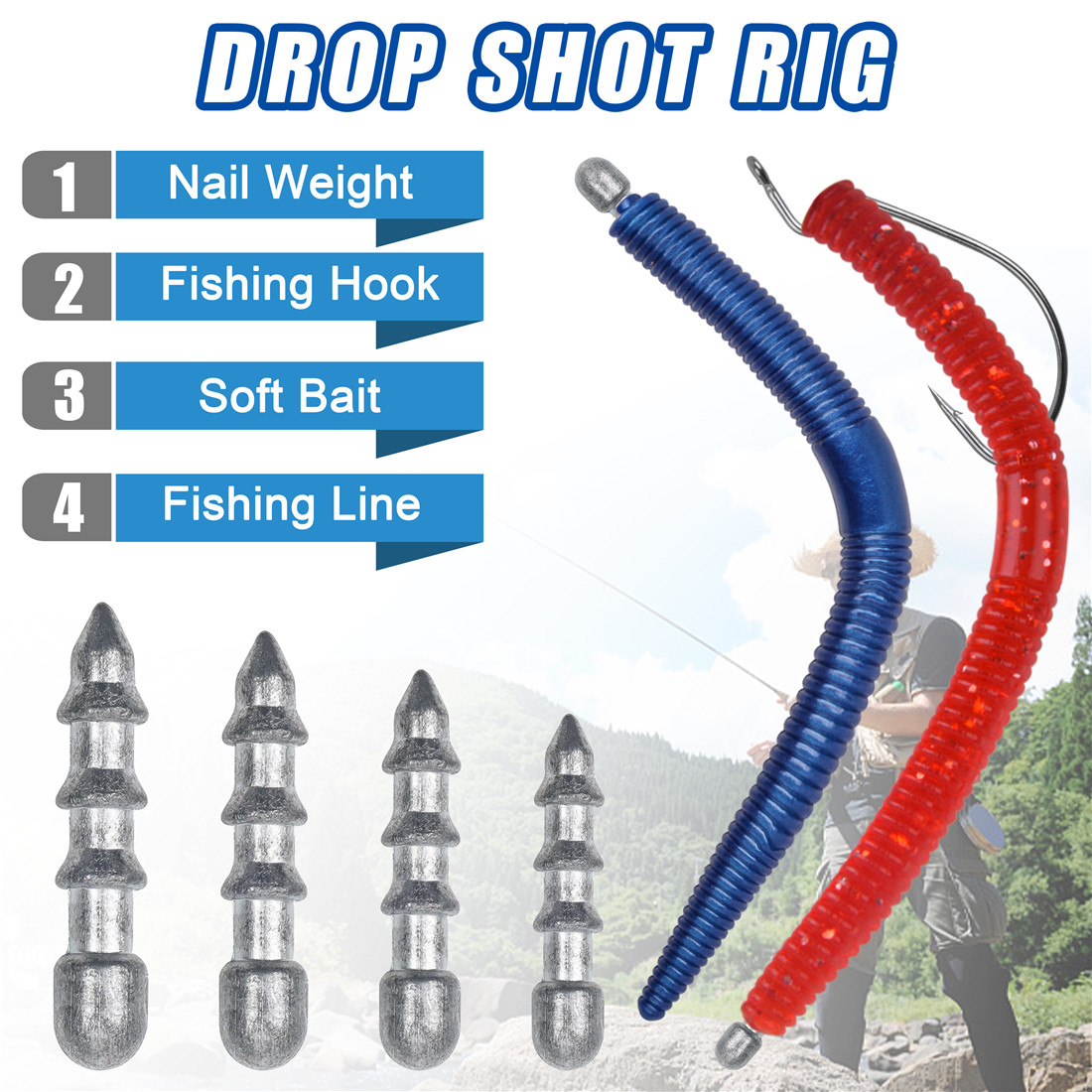 60PCS Nail weights Worm Fishin - Fishing Equipment For Trout 评论和价格